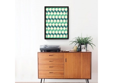 QUADRO DECORATIVO GEOMÉTRICO TONS DE VERDE